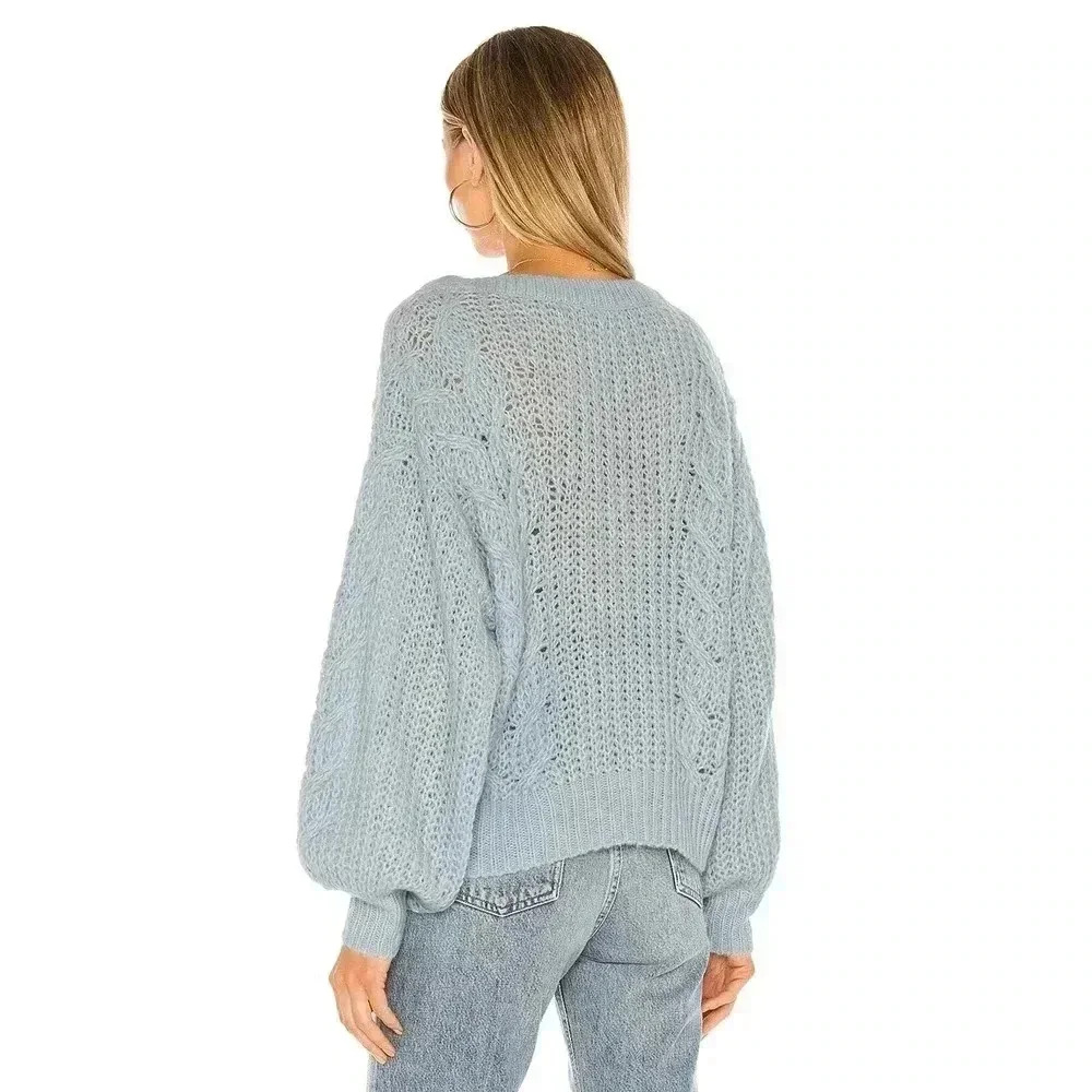 Joie Cropped Pravi Wool Blend Sweater - /Blue - Picture 2 of 10